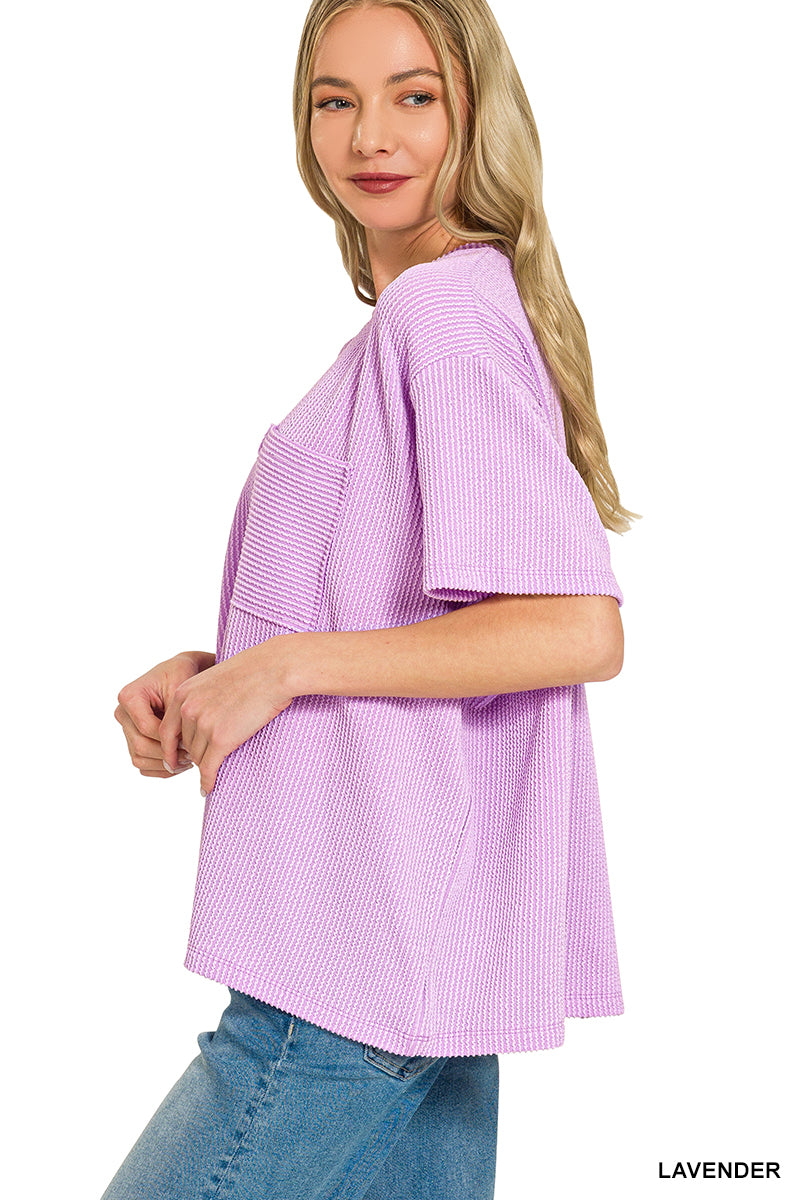 Lavender | Ribbed Pocket Top