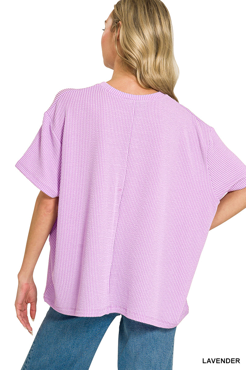 Lavender | Ribbed Pocket Top
