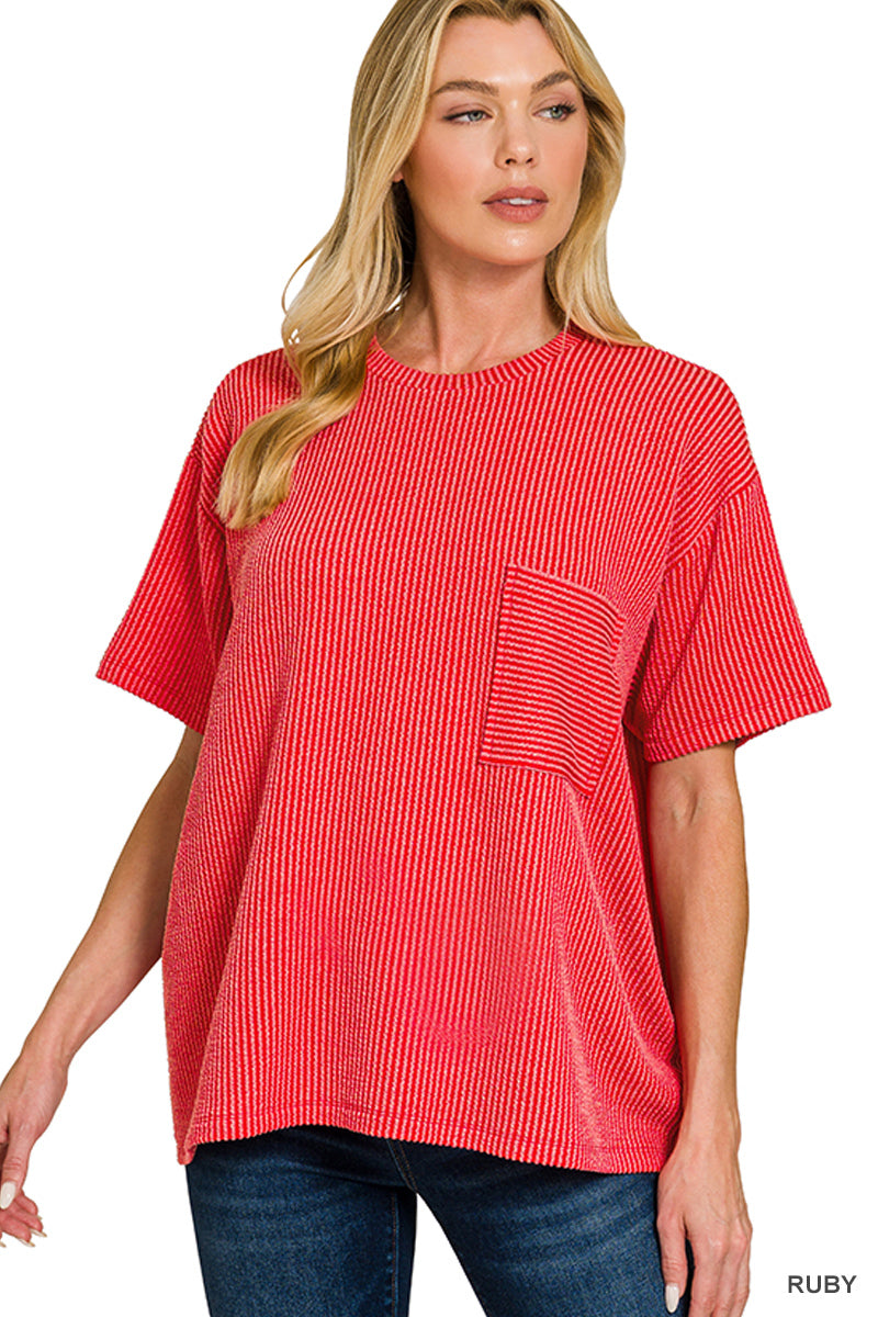 Ruby | Ribbed Pocket Top