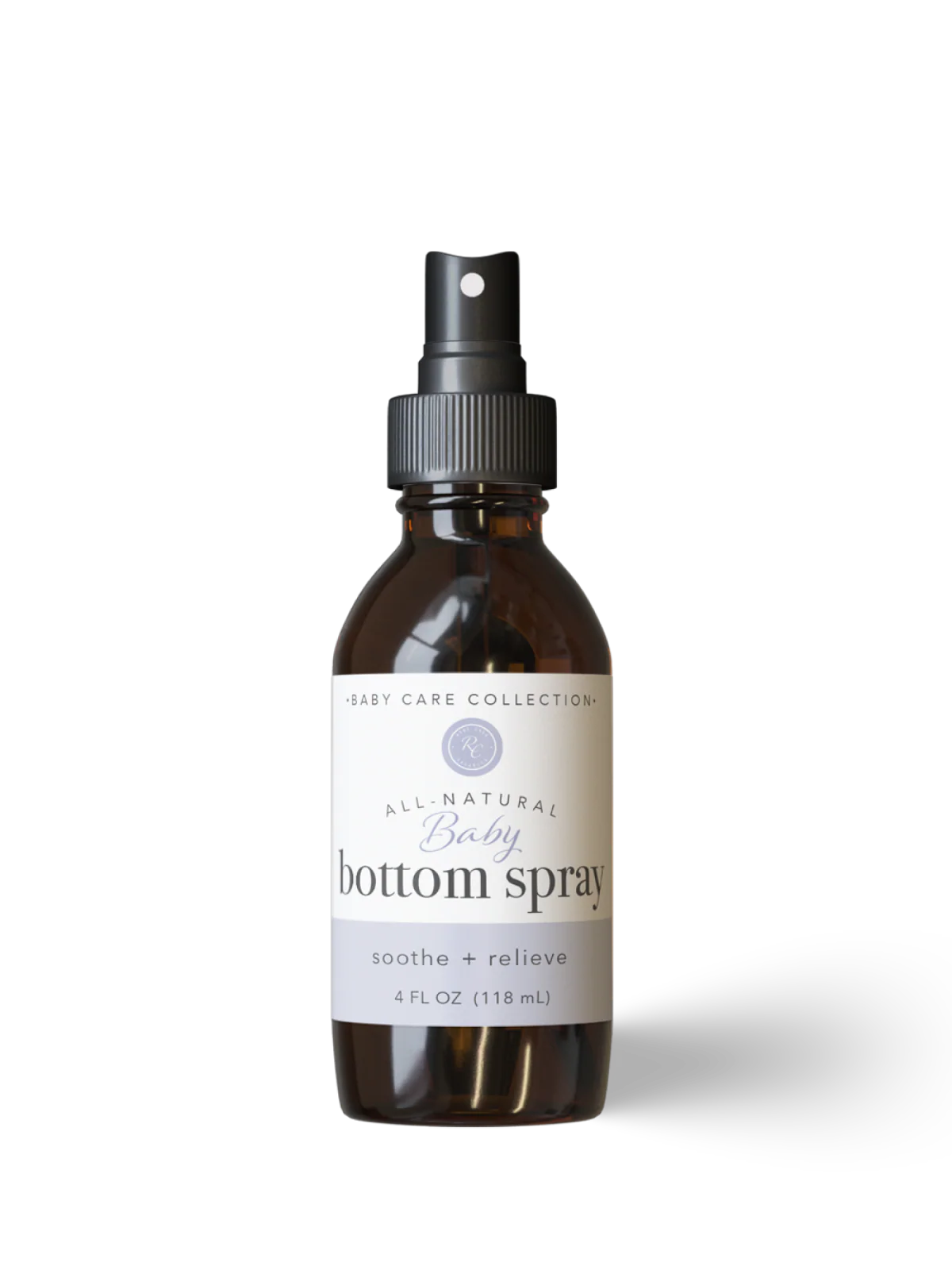 Baby bottom spray bottle with label on a white background