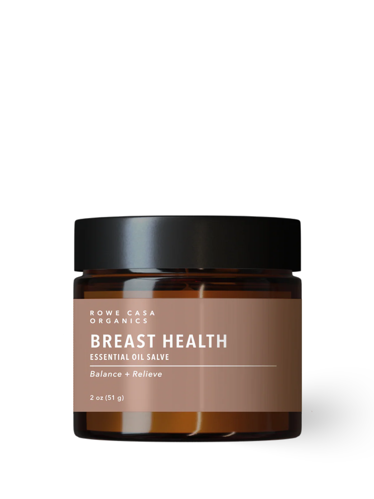Jar of Rowe Casa Organics Breast Health Essential Oil Salve on a white background
