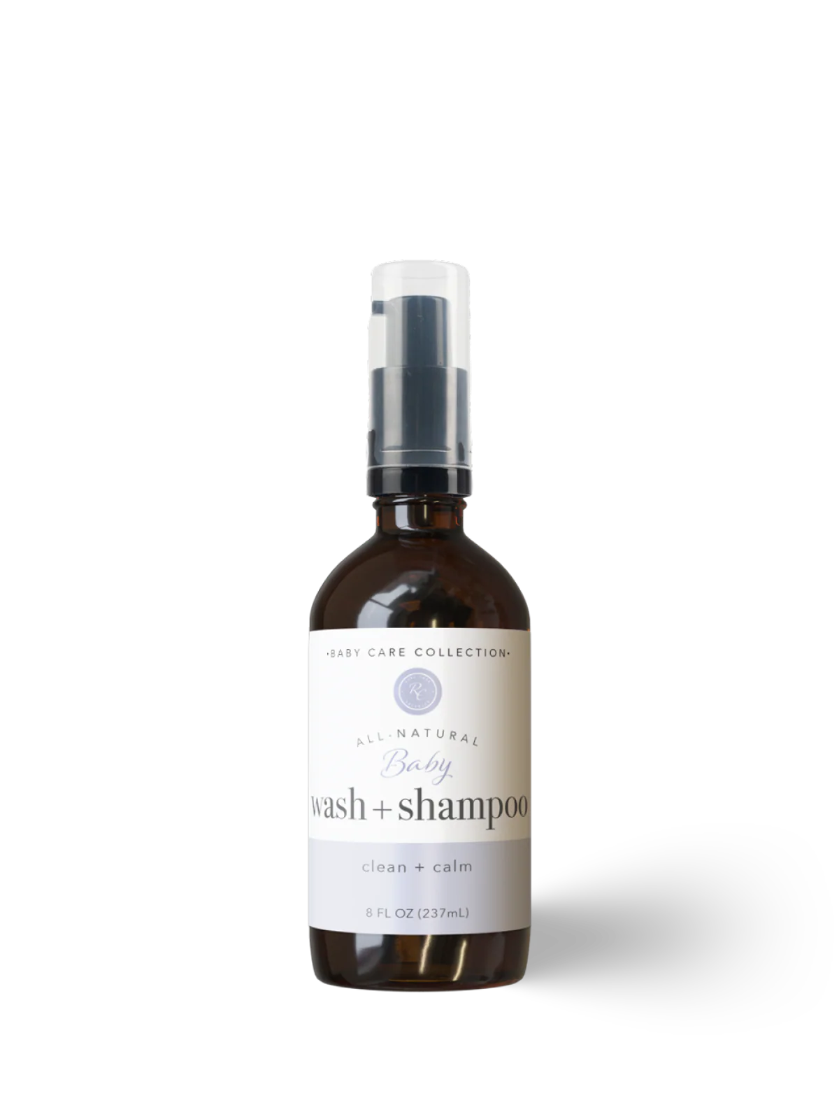 Bottle of wash and shampoo with a label on a white background