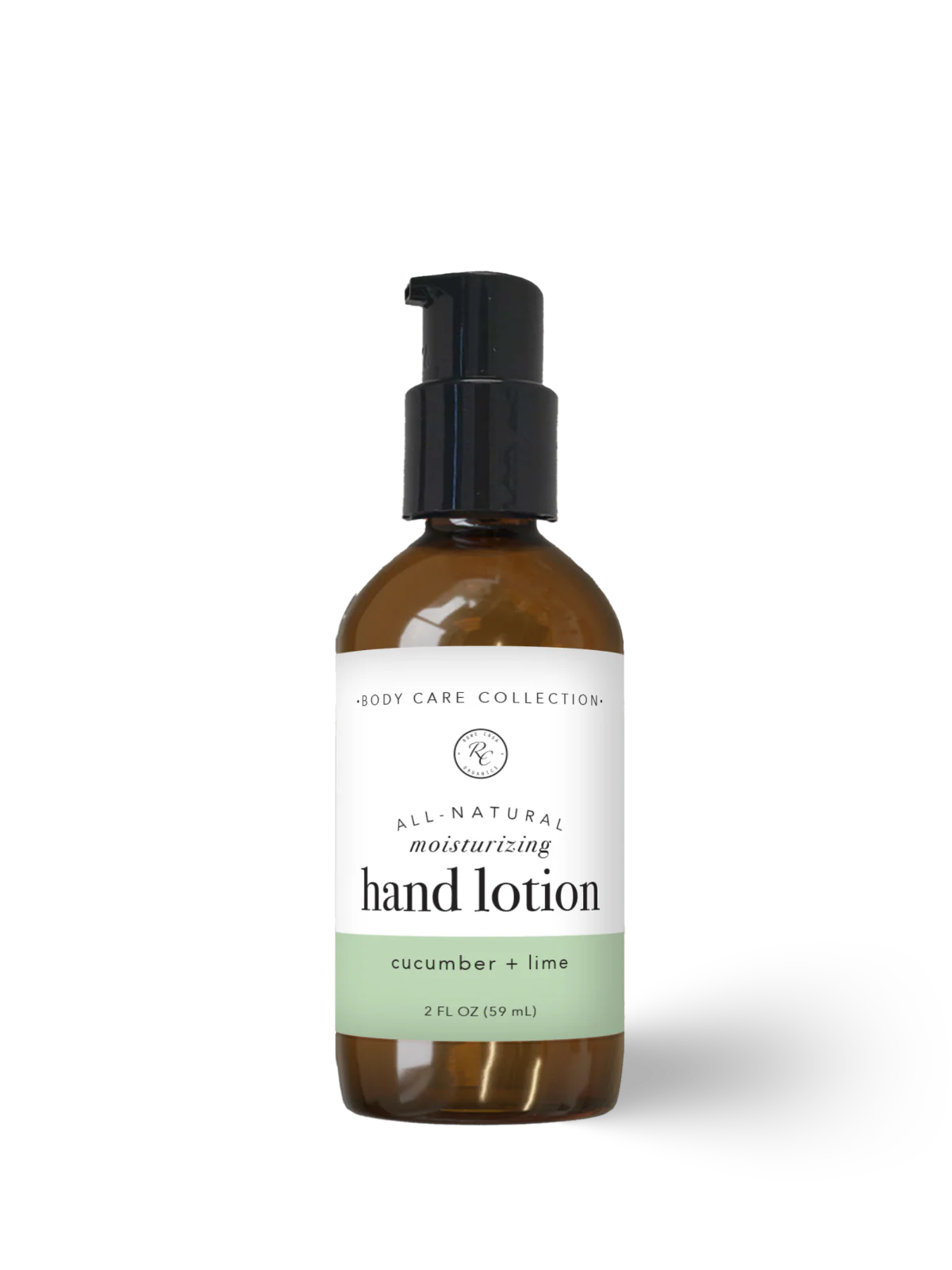 Cucumber and lime hand lotion with rowe casa branding on a white background.