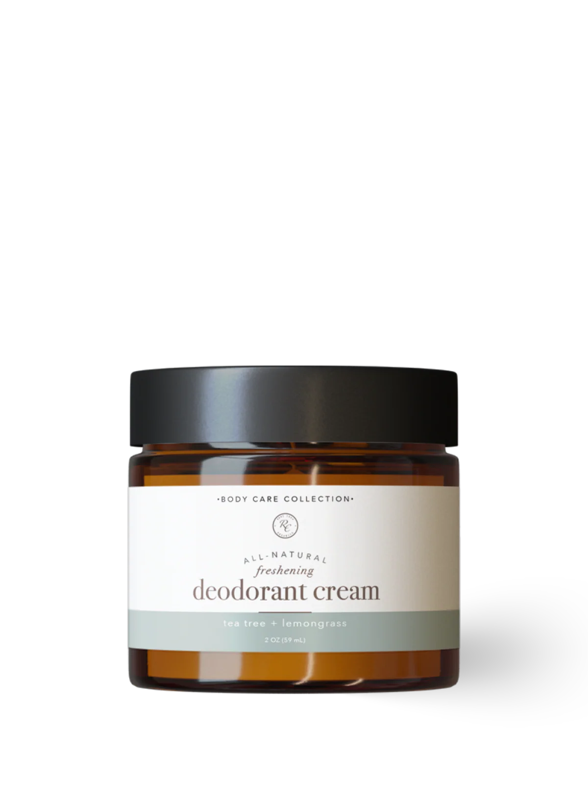 Jar of deodorant cream with a black lid on a white background