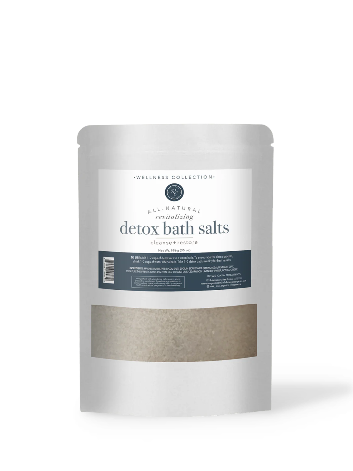 Detox bath salts packaging on a white background