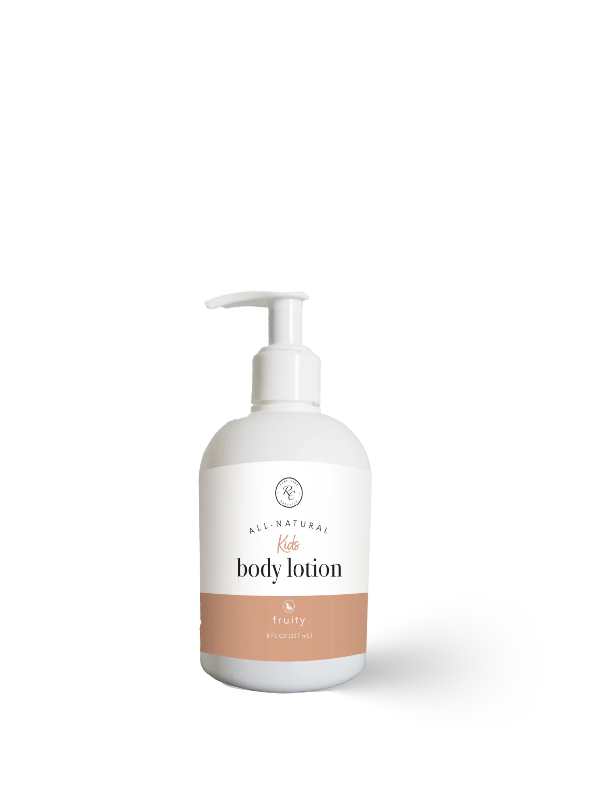 Body lotion bottle with pump on a white background