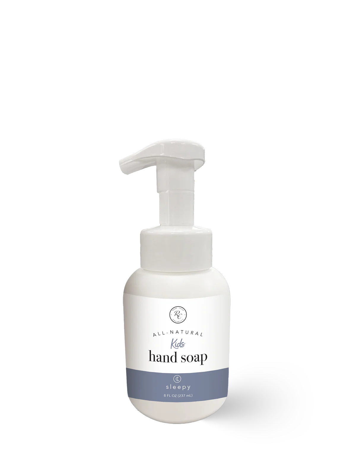 White bottle of hand soap with a pump on a white background