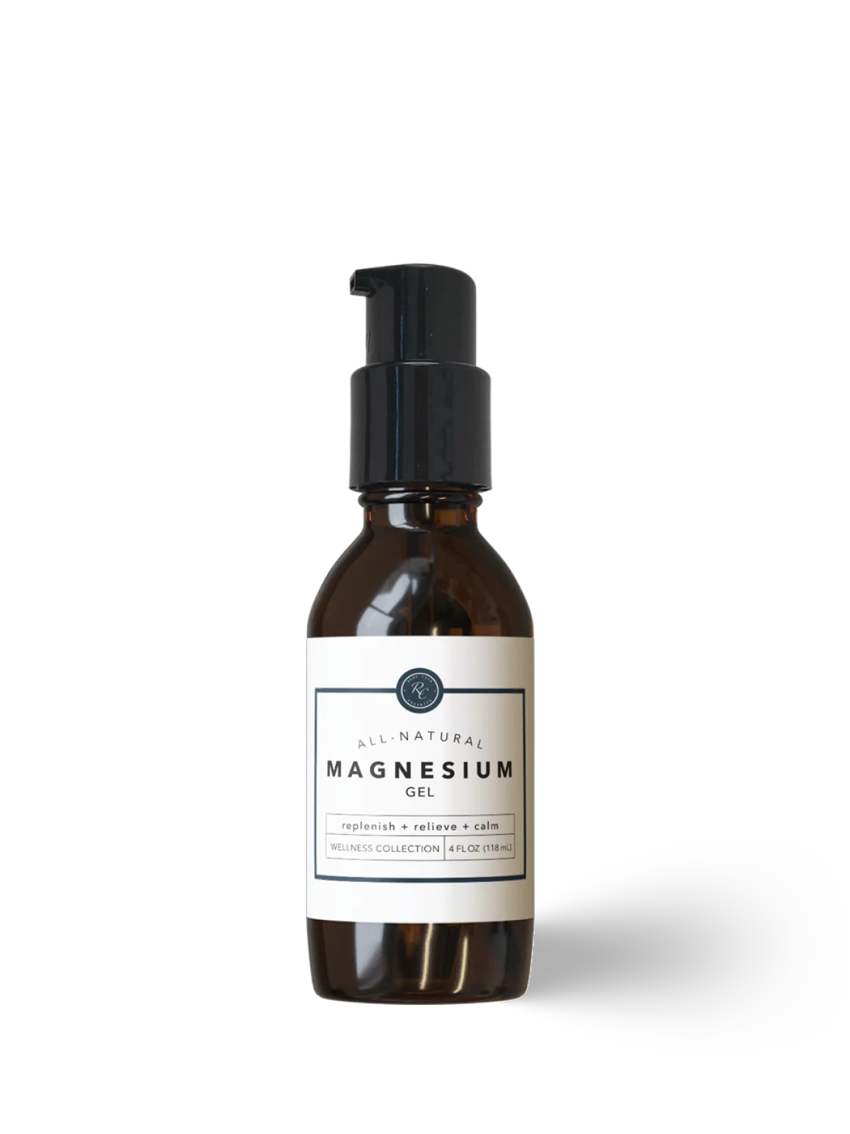 Bottle of all-natural magnesium gel on a white background