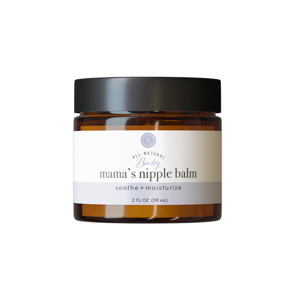 Jar of 'mama's nipple balm' on a white background
