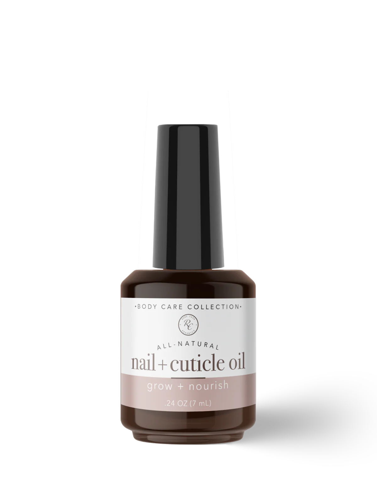 Bottle of nail and cuticle oil on a white background