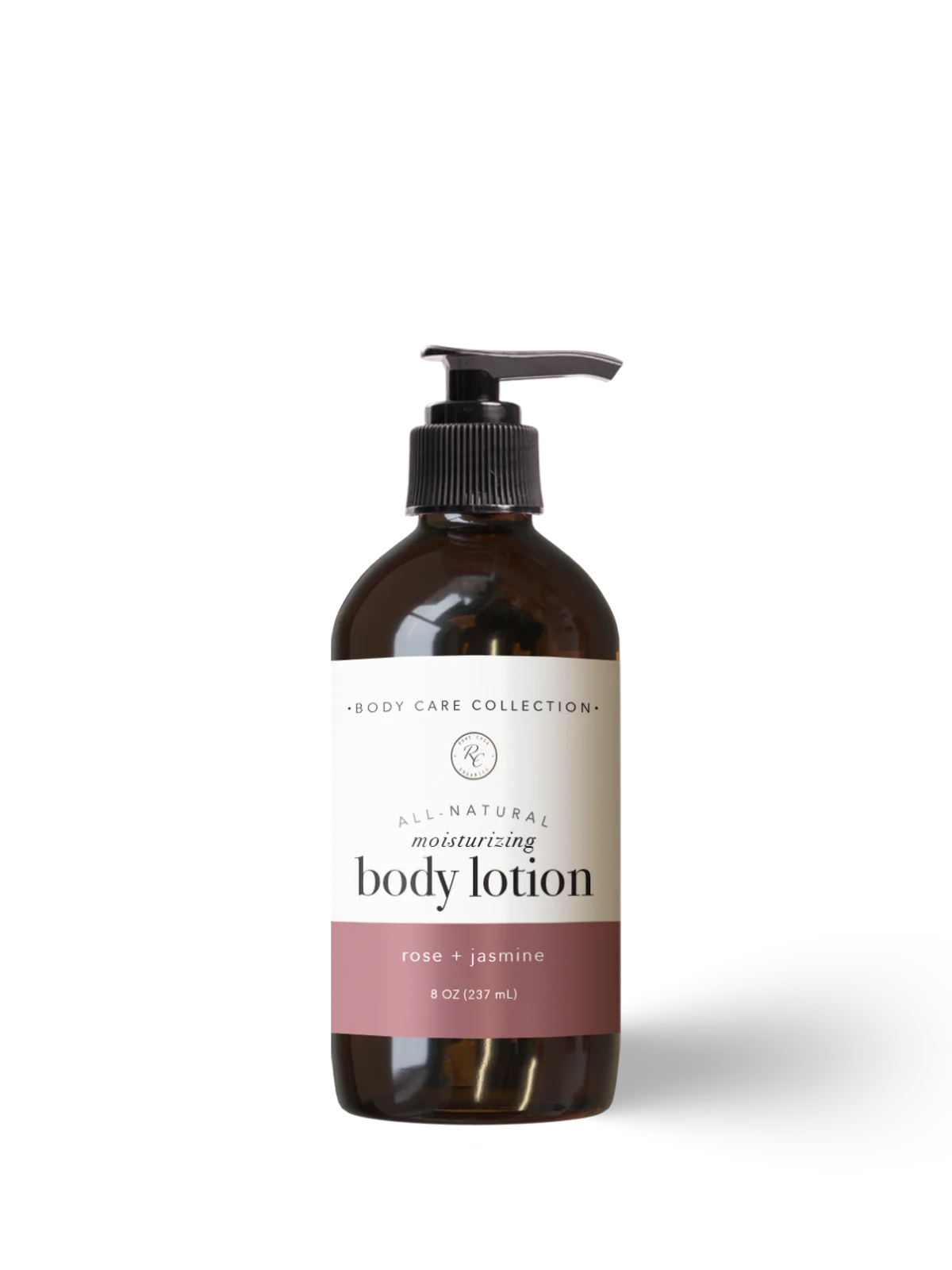 Body lotion bottle with pump on a white background