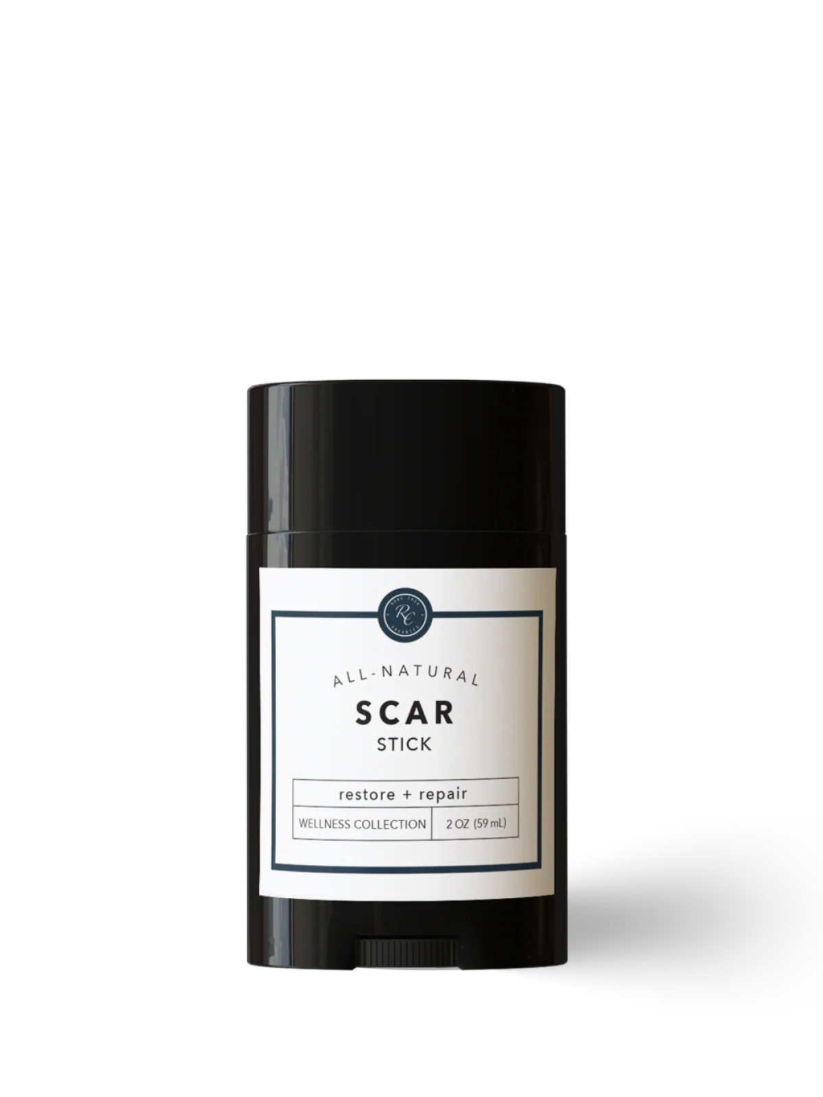 Scar stick with a white label on a white background