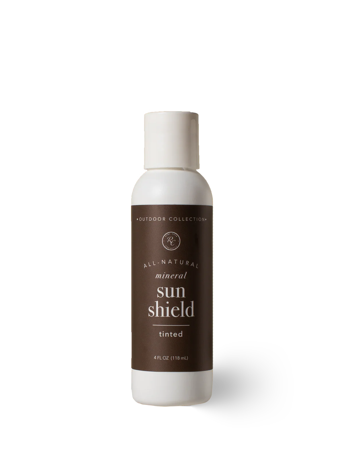 Tinted Sun shield product with brown label on white background