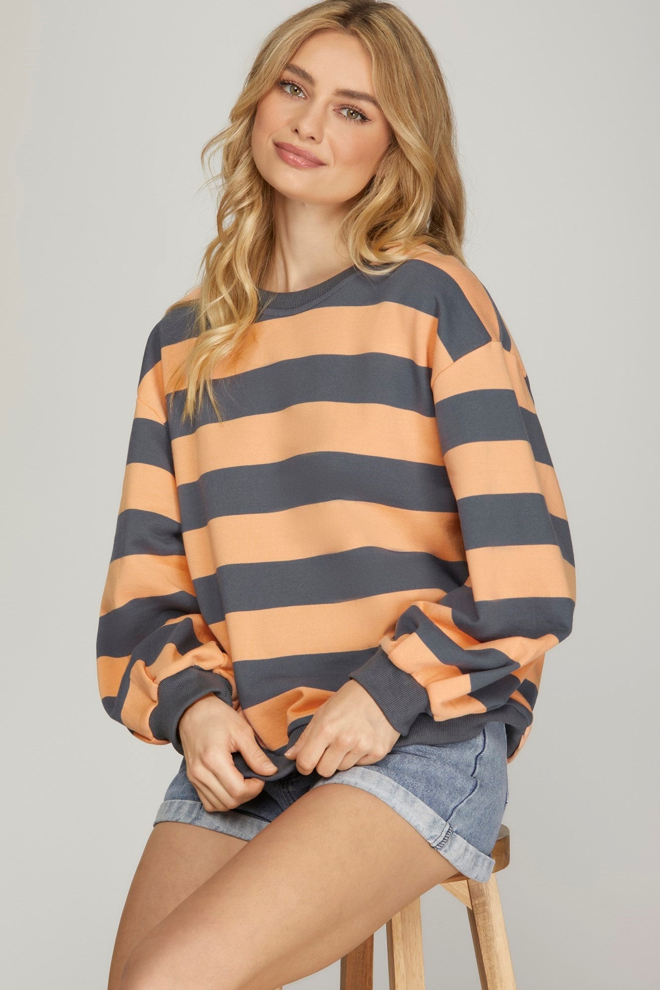 Peach + Grey | Sara Stripe Top *FINAL SALE*