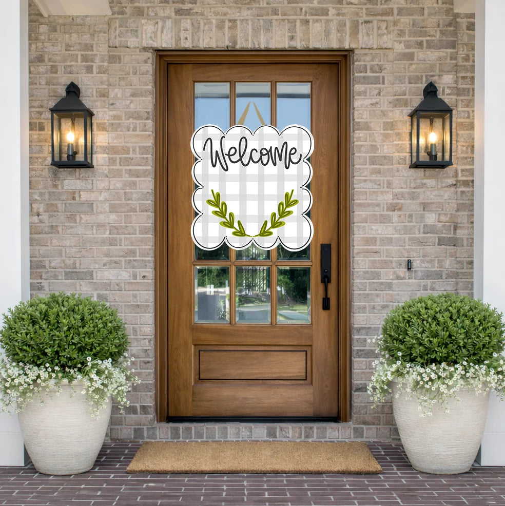 Scalloped Welcome Doodles By Rebekah Door Hanger *LOCAL PICKUP ONLY*