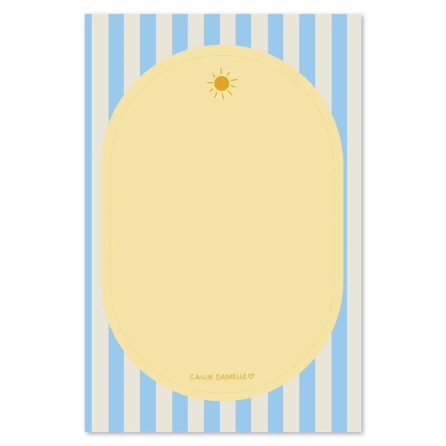 Yellow sun-shaped object on a blue and white striped background