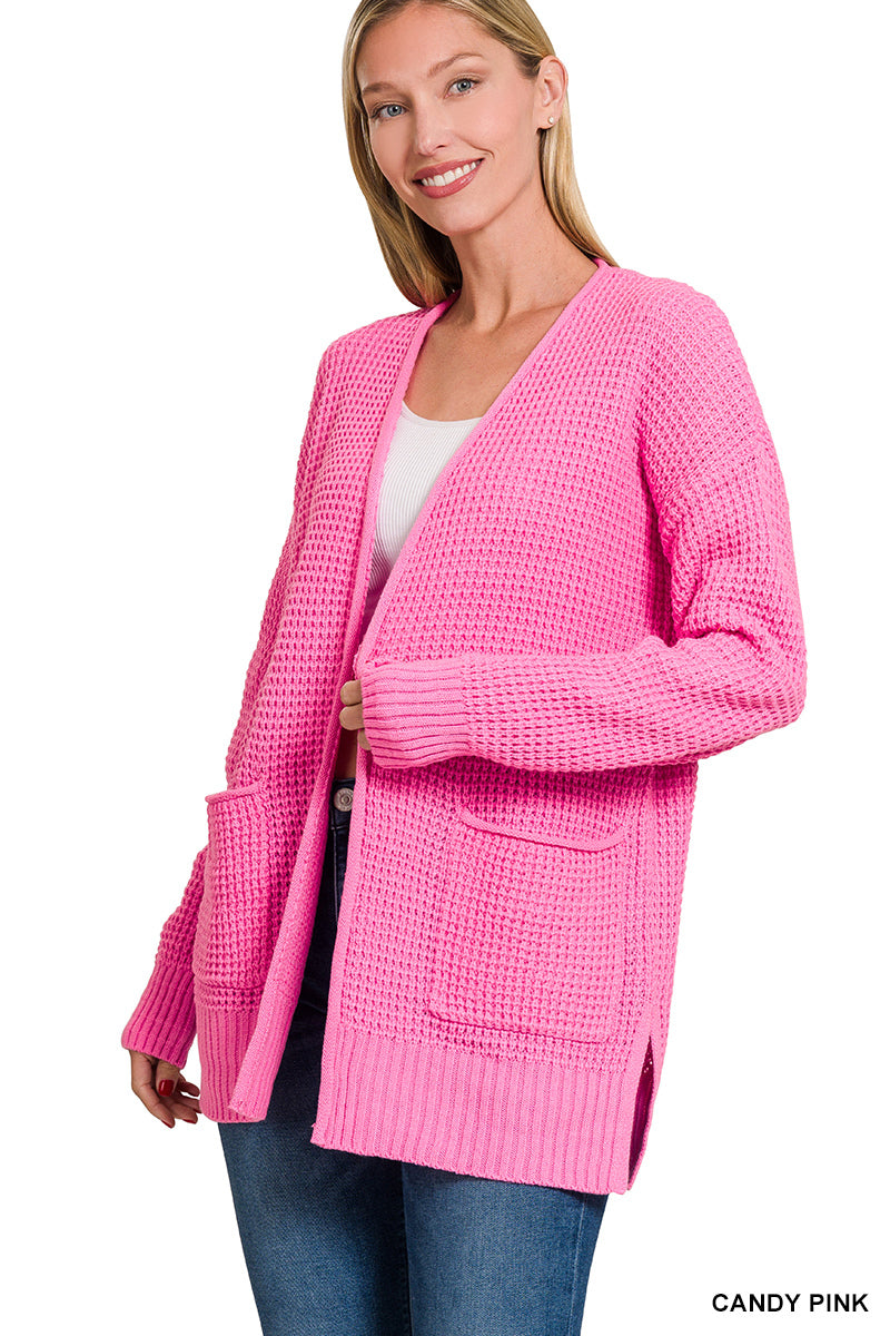 Pink Waffle Cardigan