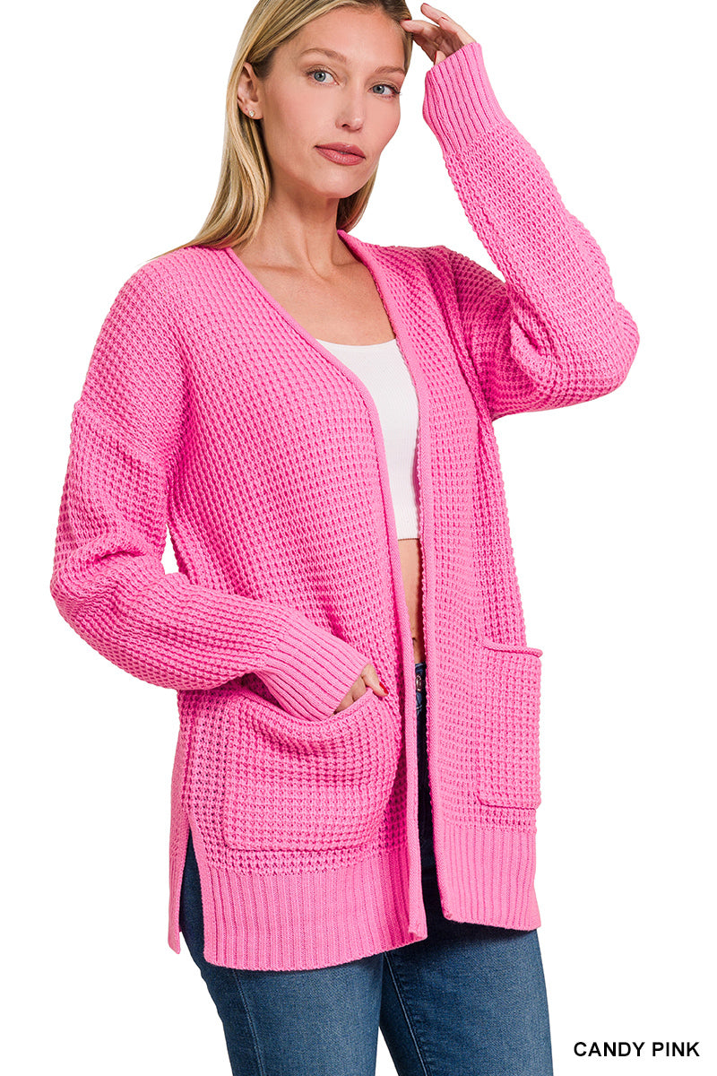 Pink Waffle Cardigan