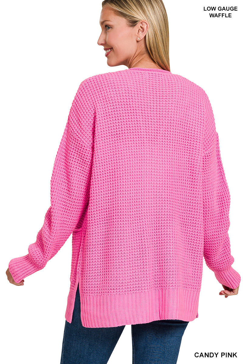 Pink Waffle Cardigan