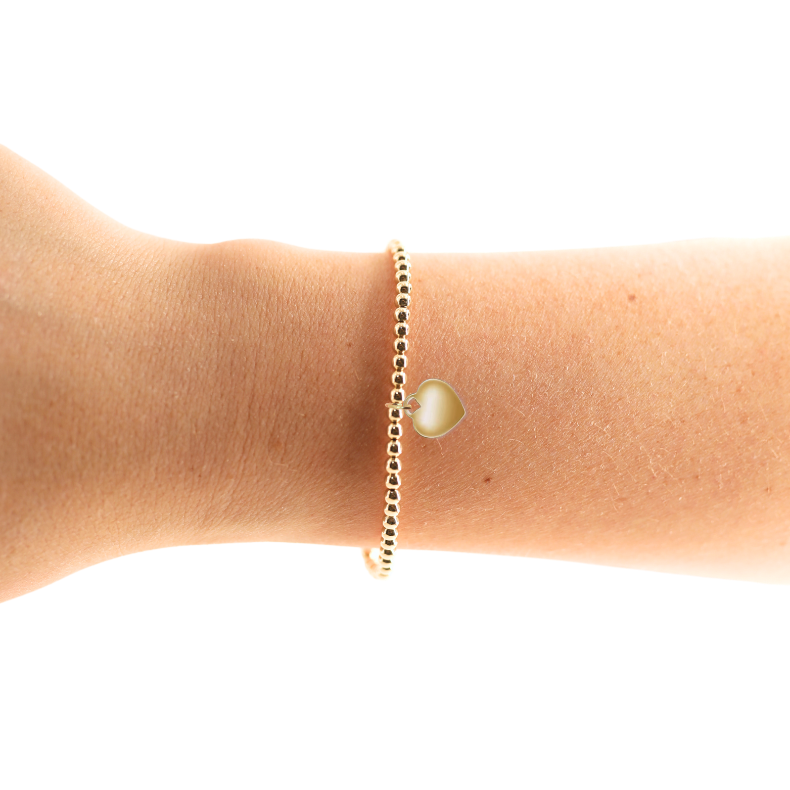 Heart Locket Shape Charm Beaded Blondes Bracelet: Standard 6.75 inch