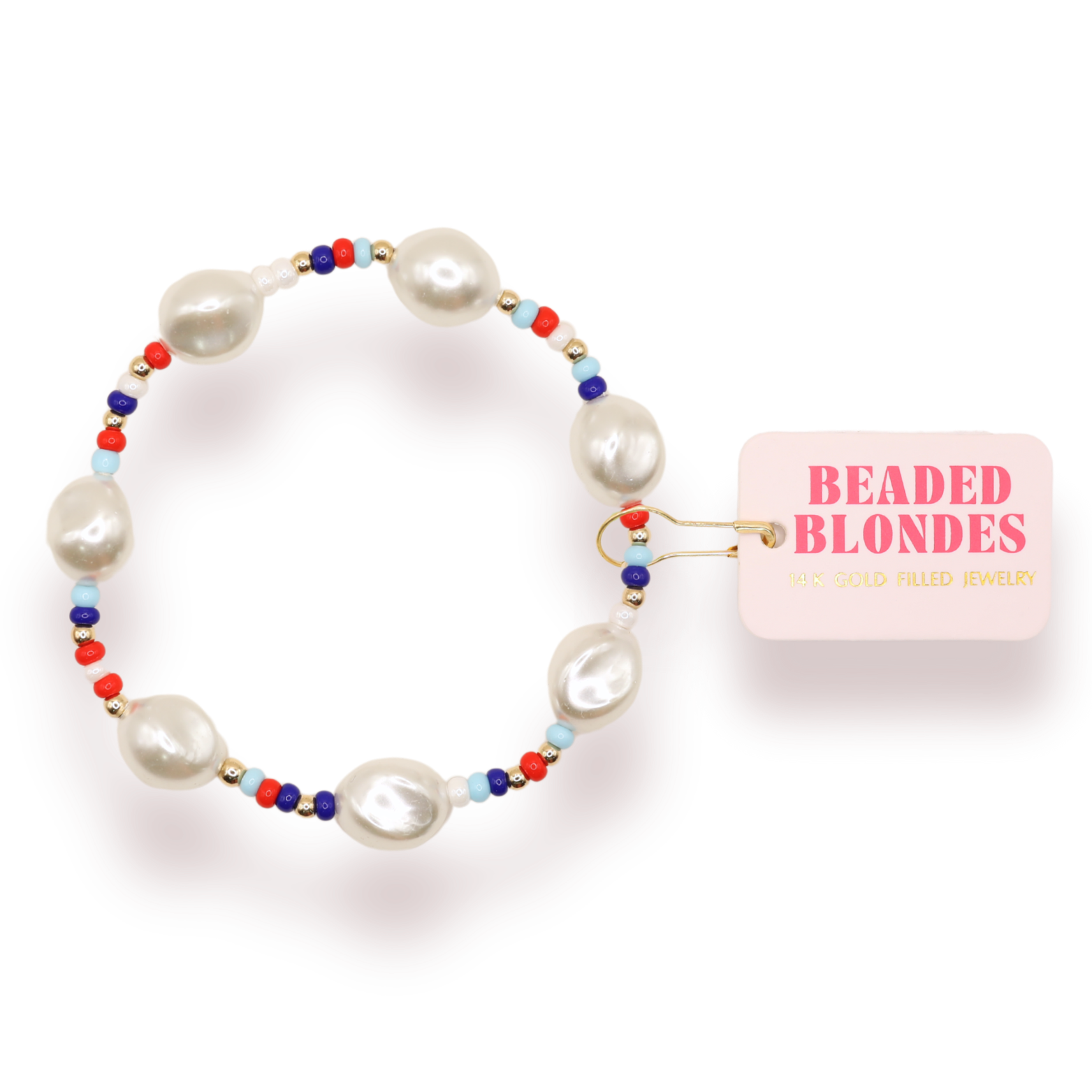 Red, White and Blue Sadie Sprinkle Bracelet: Standard | Beaded Blondes6.75 inch