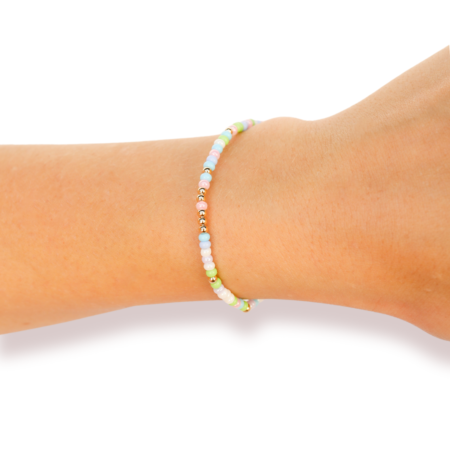Pastel Spring Sprinkle Beaded Blondes Bracelet: Standard 6.75 inch
