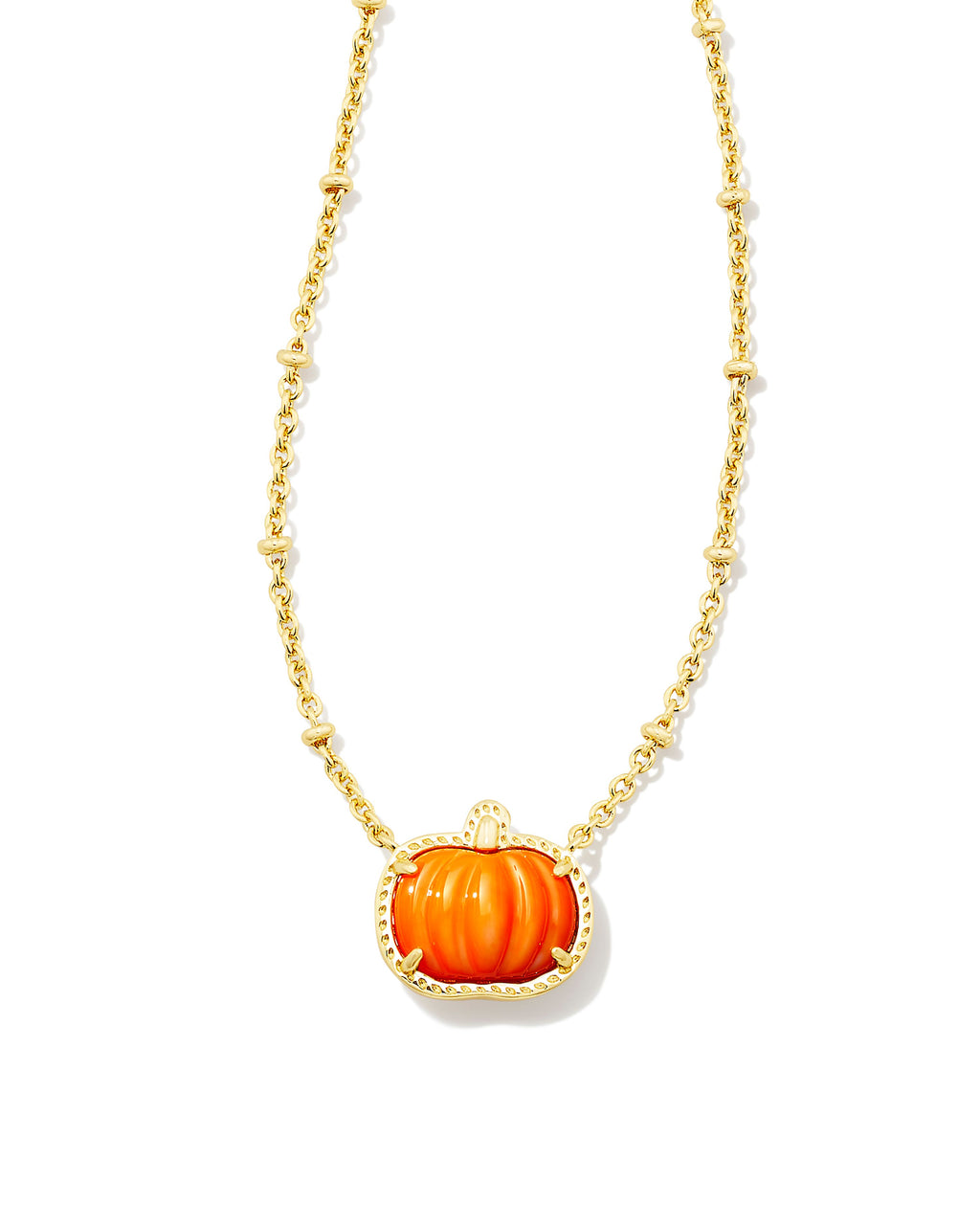 Kendra Scott Pumpkin Short Pendant Necklace - Gold Orange Mother Of Pearl