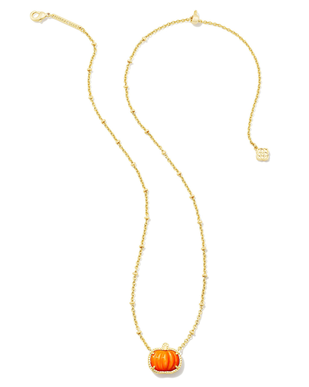 Kendra Scott Pumpkin Short Pendant Necklace - Gold Orange Mother Of Pearl
