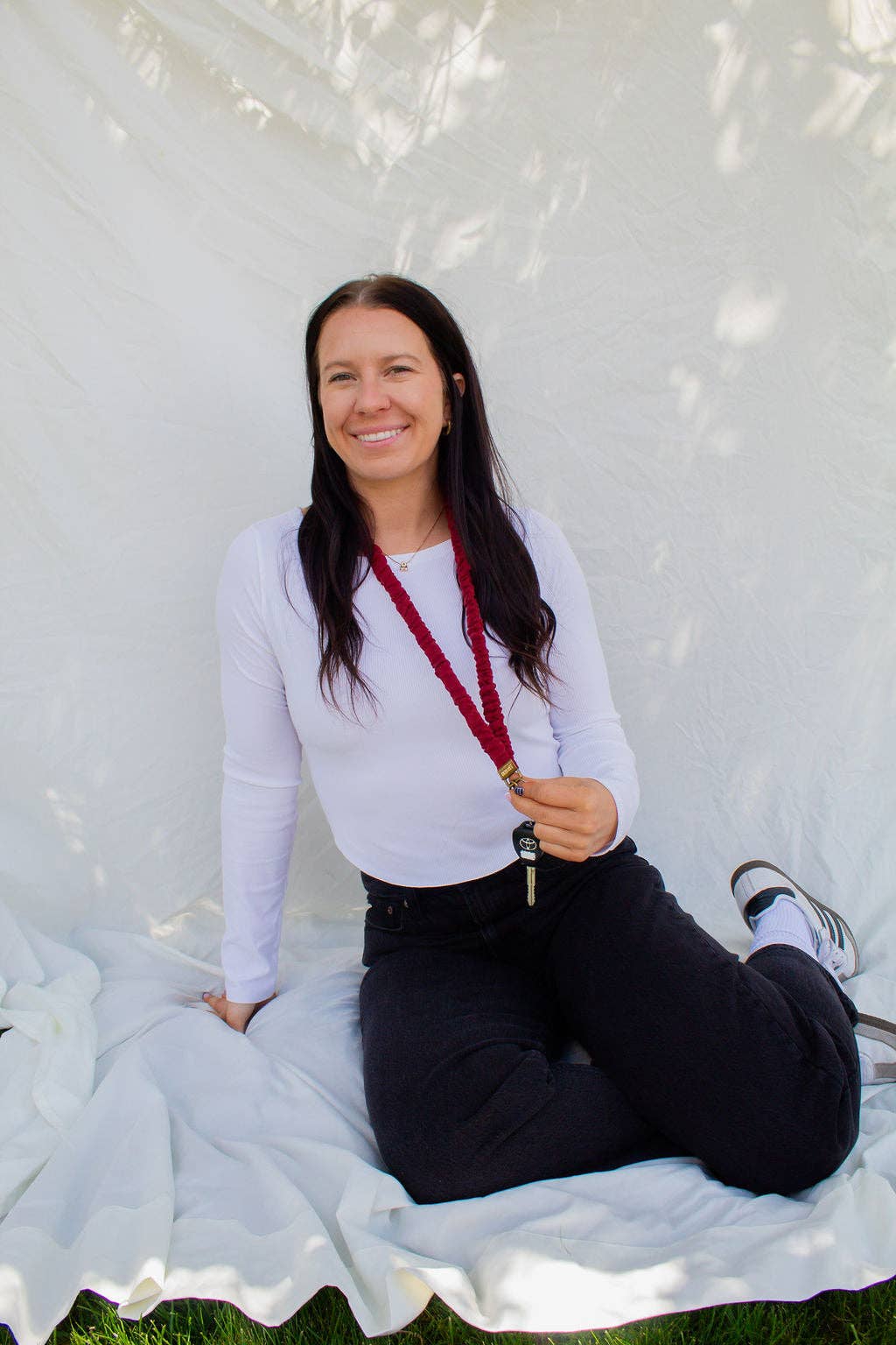 Maroon Linen Lanyard