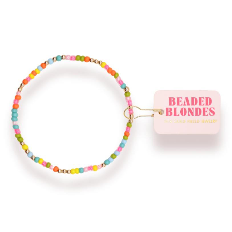 Rainbow Sprinkle Bracelet: Standard 6.75 Inch | Beaded Blondes