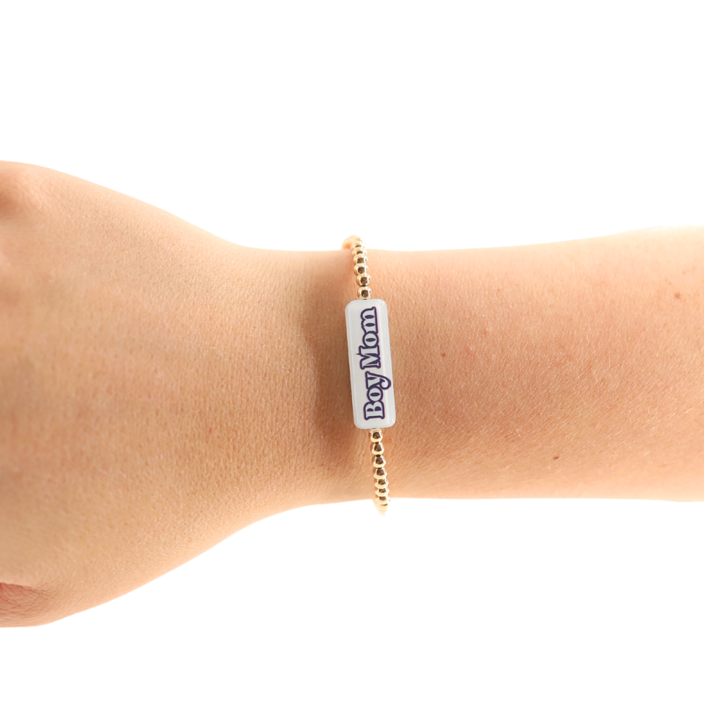 Boy Mom Bracelet: Gold / Standard 6.75 inch | Beaded Blondes