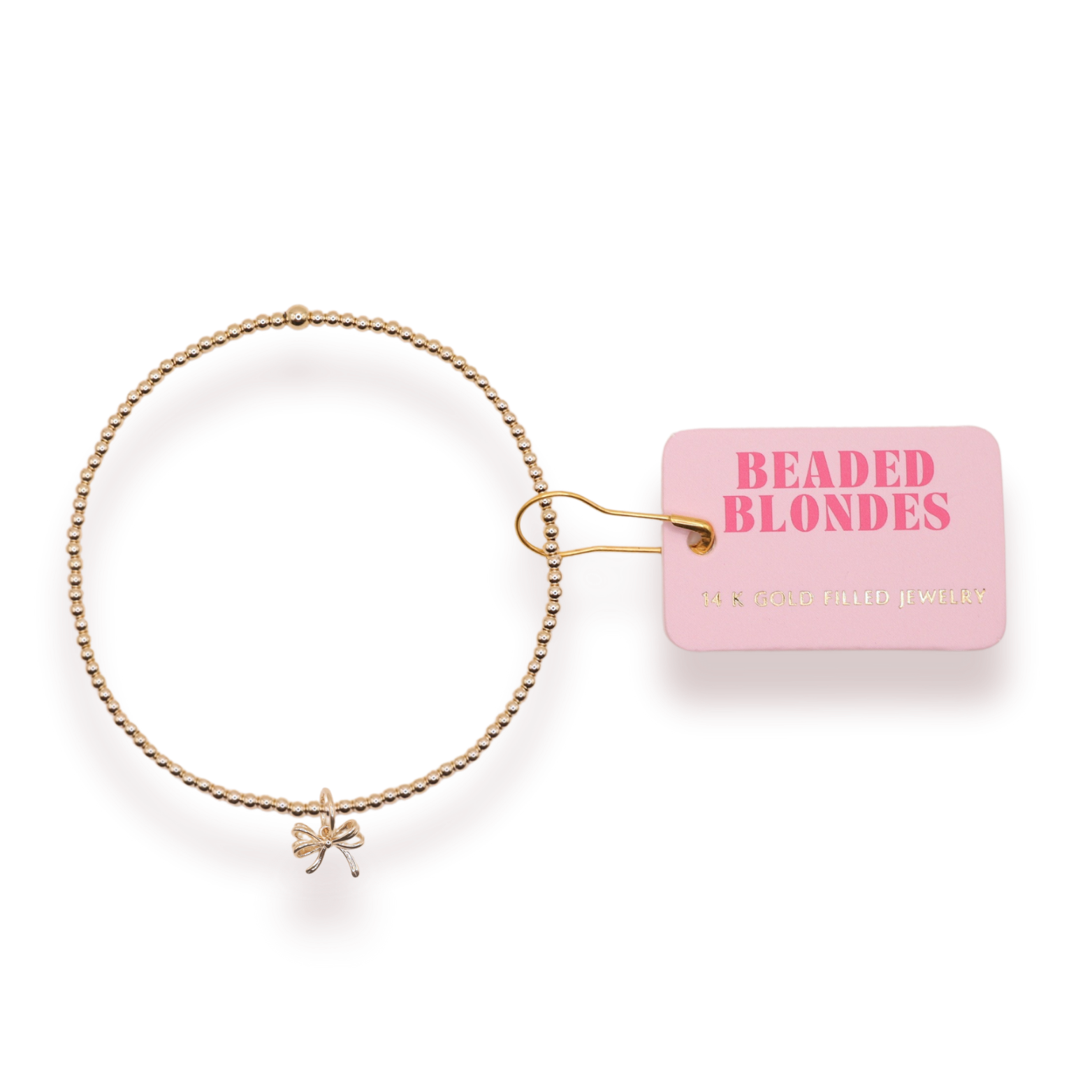 Gold Bow Charm Beaded Blondes Bracelet