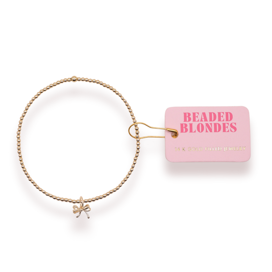 Gold Bow Charm Beaded Blondes Bracelet