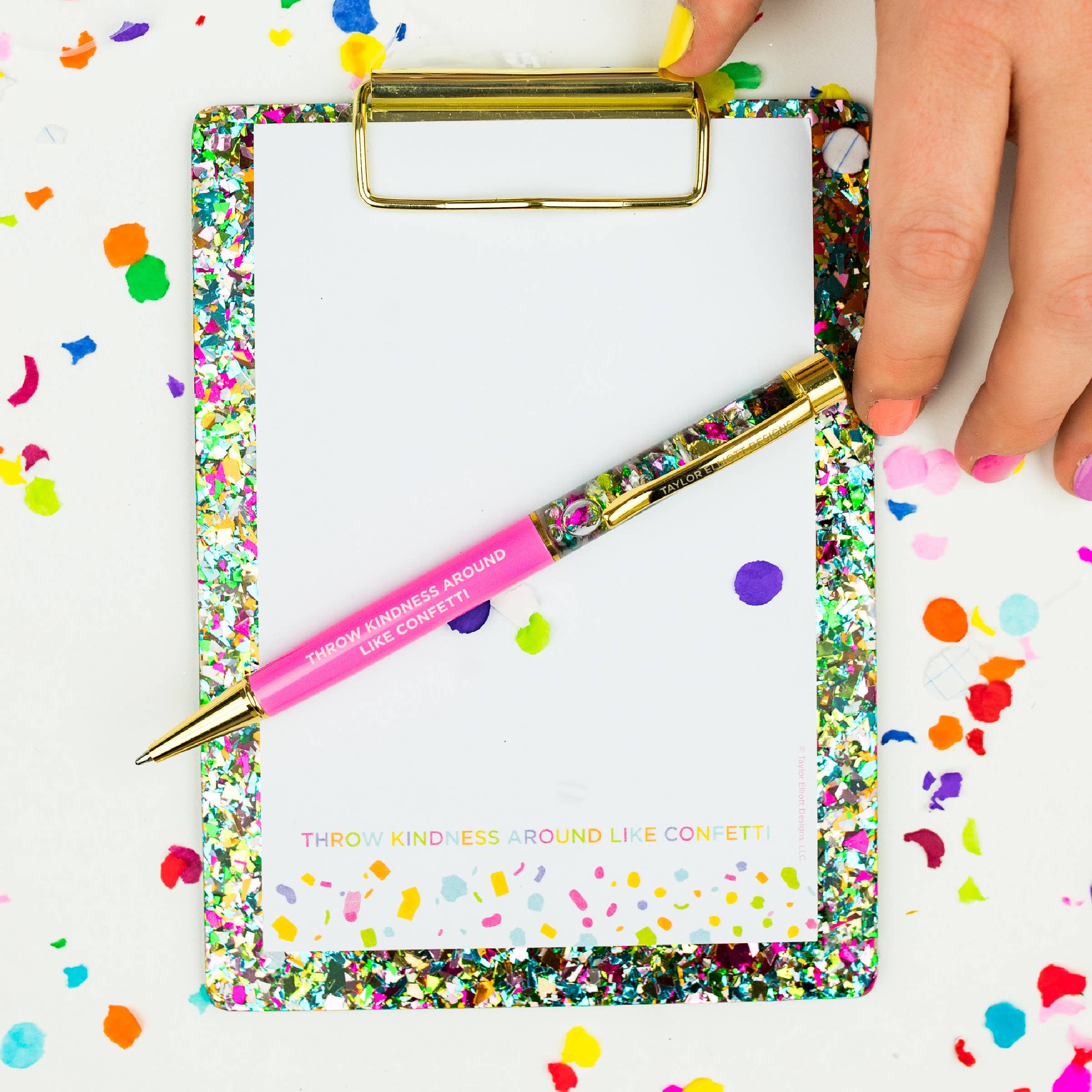 Mini Acrylic Clipboard & Notepad - Colorful Confetti