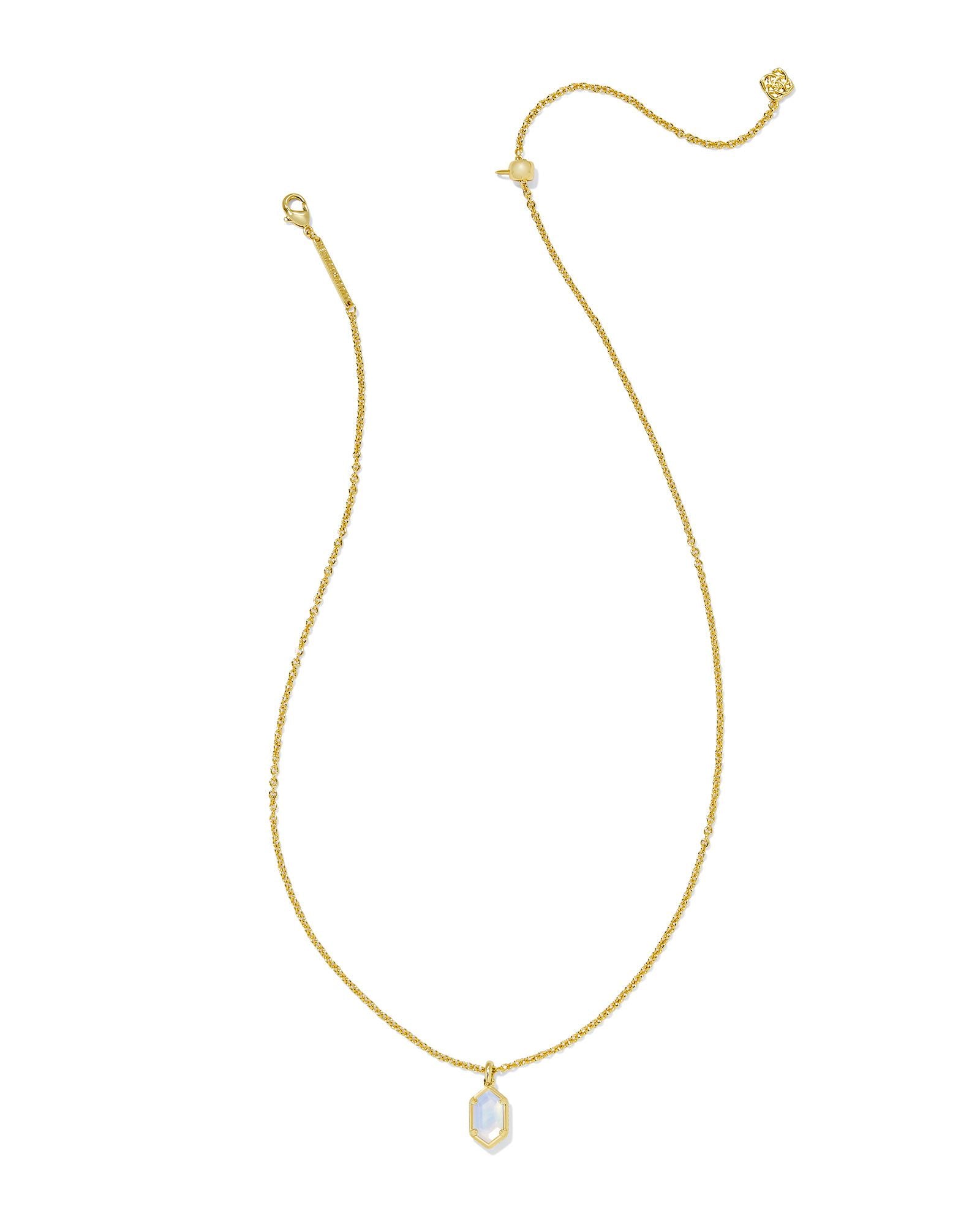 Kendra Scott Hallie Short Pendant Necklace - Gold Opalite Illusion