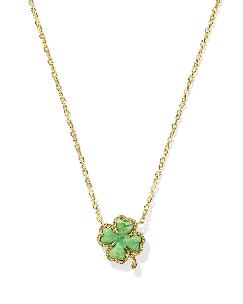 Kendra Scott Clover Short Pendant Necklace - Gold Lime Green Magnesite