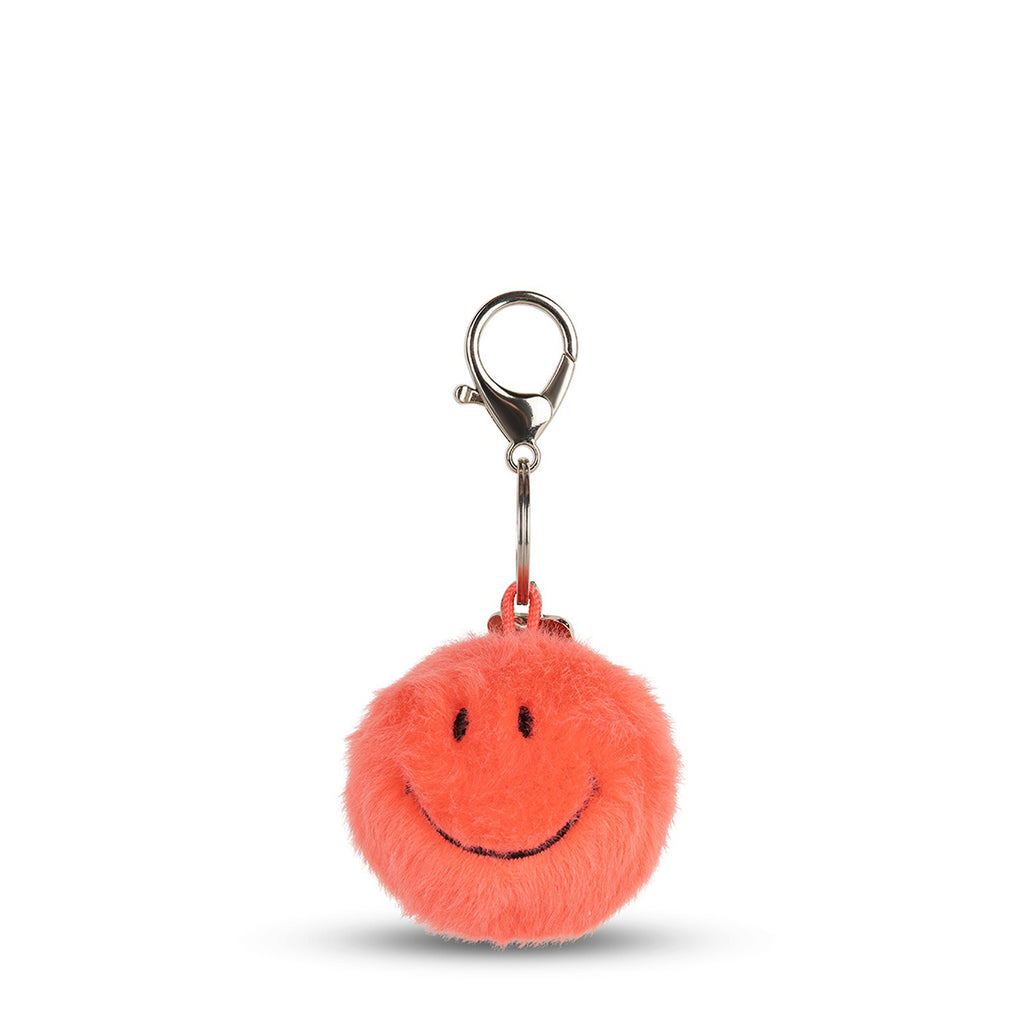 Smiley Keychain ECO Fuzzy Bright Coral - 2"