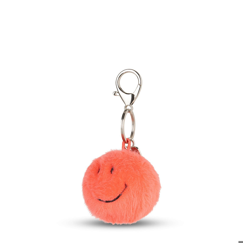 Smiley Keychain ECO Fuzzy Bright Coral - 2"
