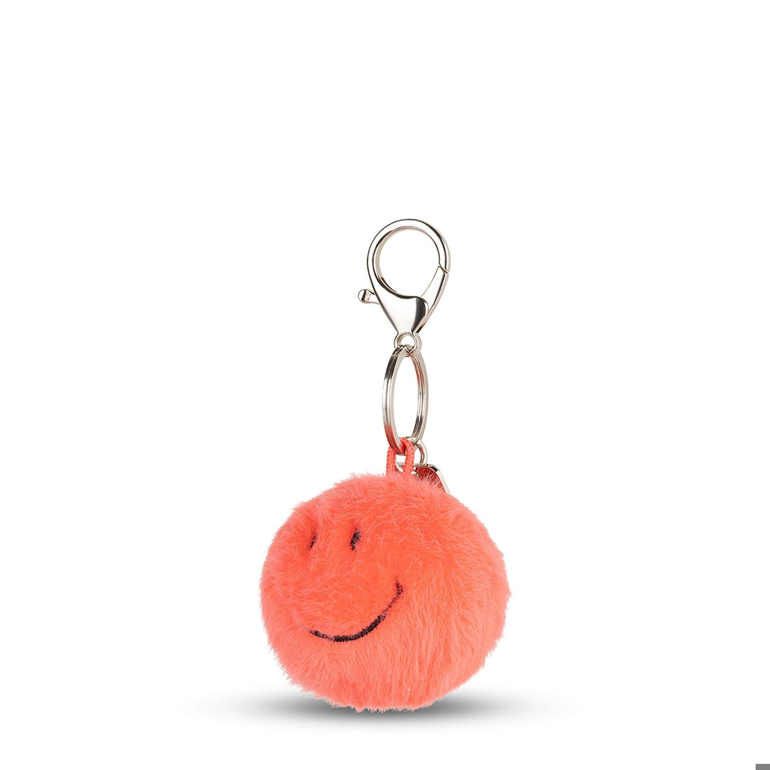 Smiley Keychain ECO Fuzzy Bright Coral - 2"