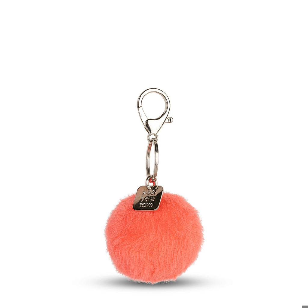 Smiley Keychain ECO Fuzzy Bright Coral - 2"
