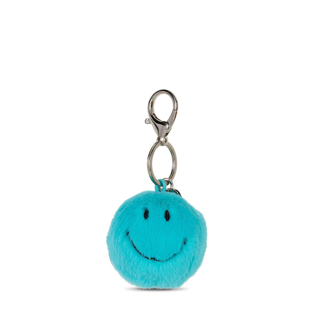 Smiley Keychain ECO Fuzzy Teal - 2"