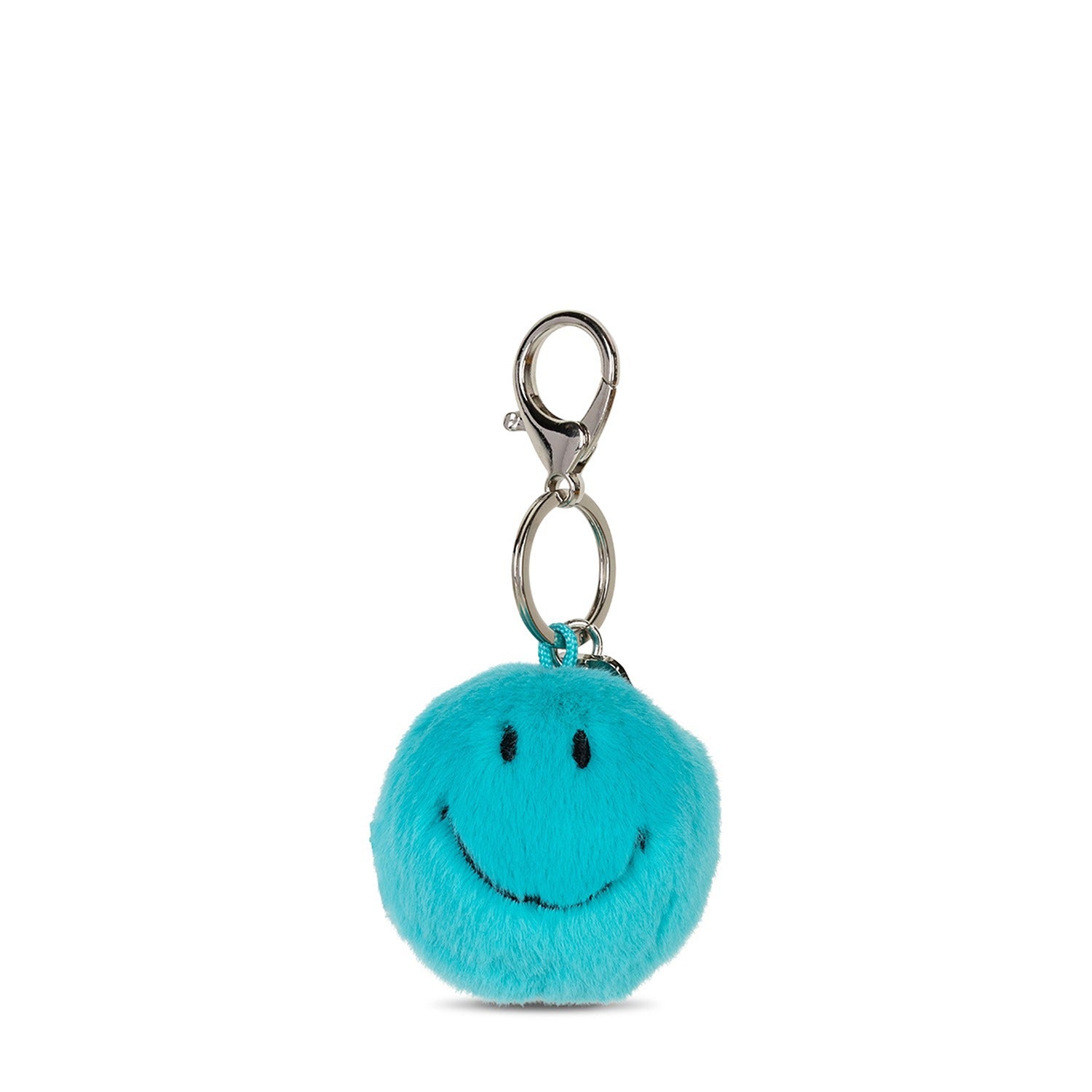Smiley Keychain ECO Fuzzy Teal - 2"