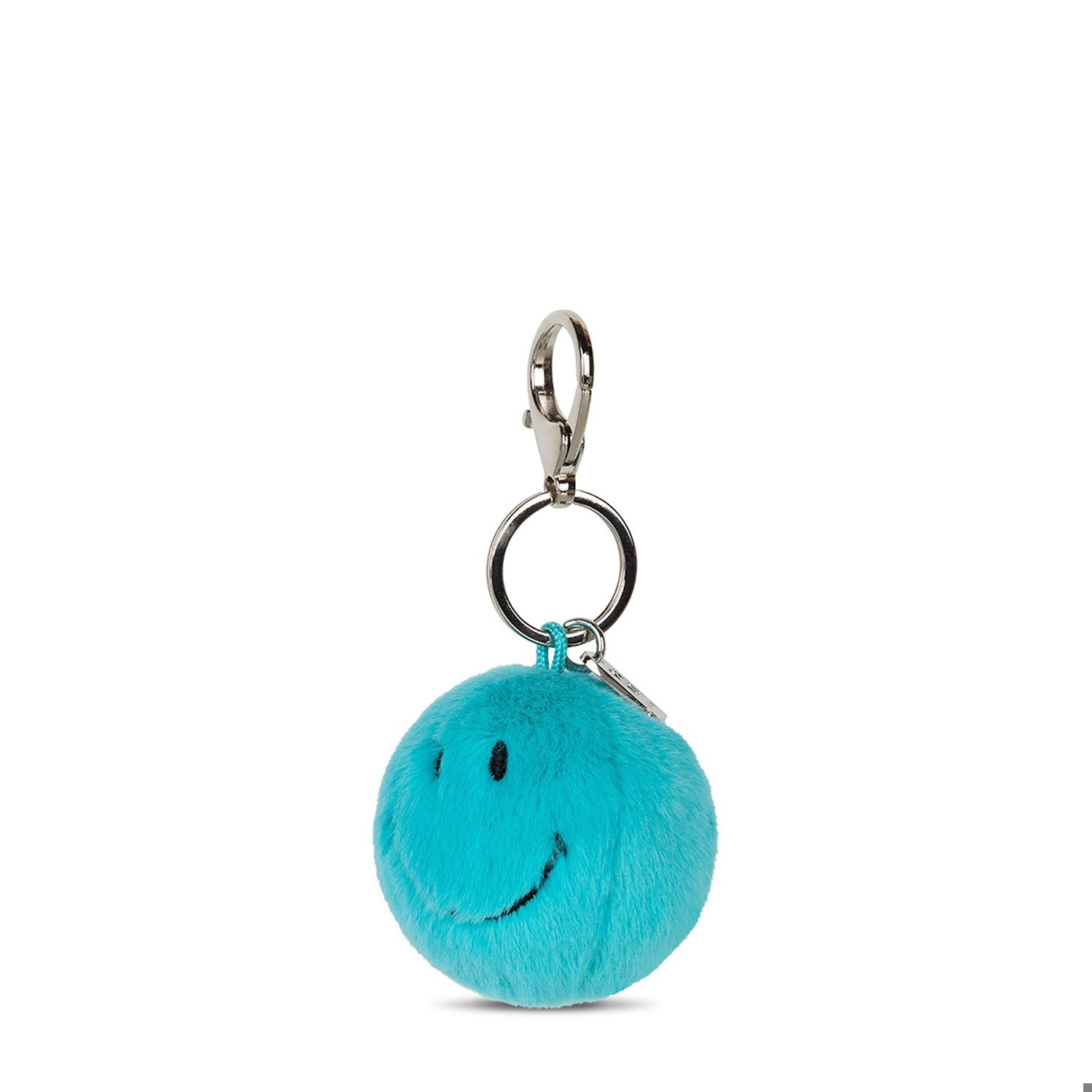 Smiley Keychain ECO Fuzzy Teal - 2"