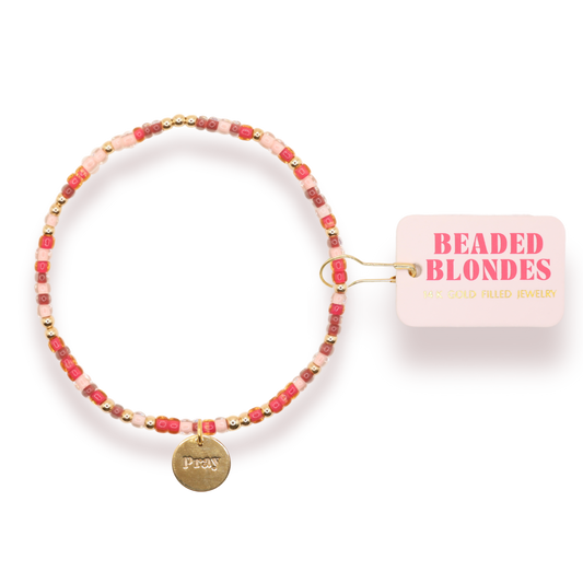 Pray Charm Sprinkle Bracelet: Standard 6.75 inch | Beaded Blondes