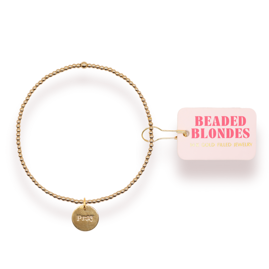 Pray Charm Bracelet: Standard 6.75 inch | Beaded Blondes