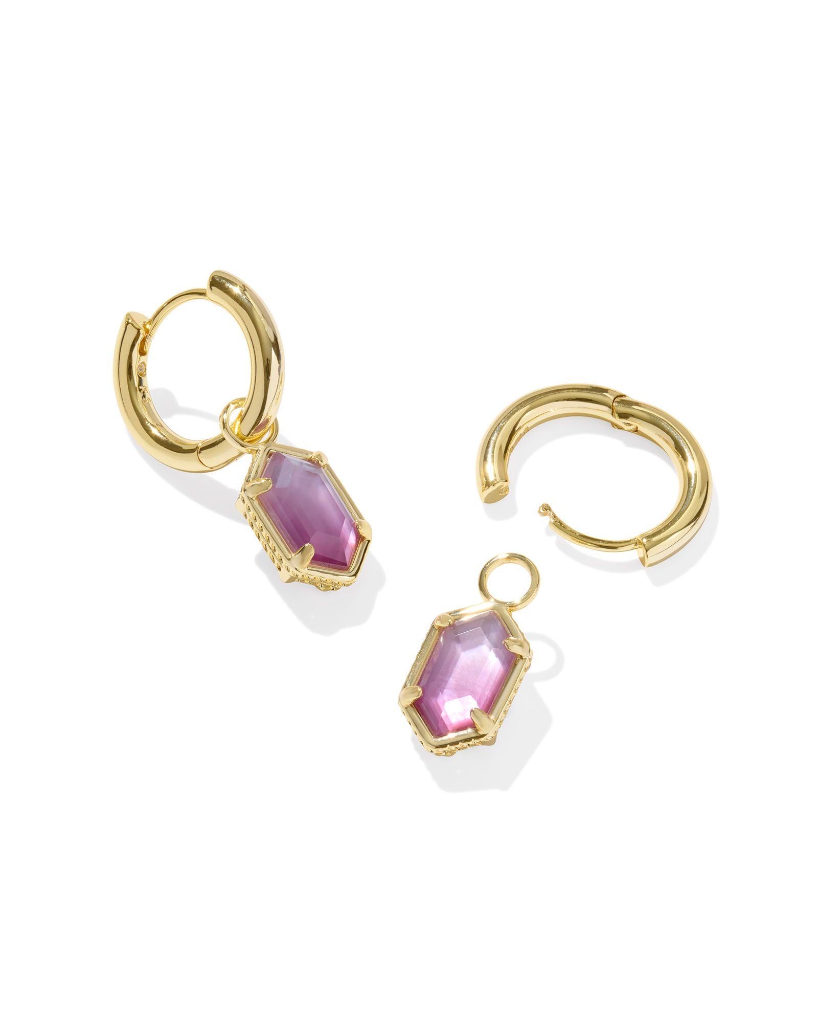 Kendra Scott Hallie Huggie Earrings - Gold Purple Watercolor Illusion