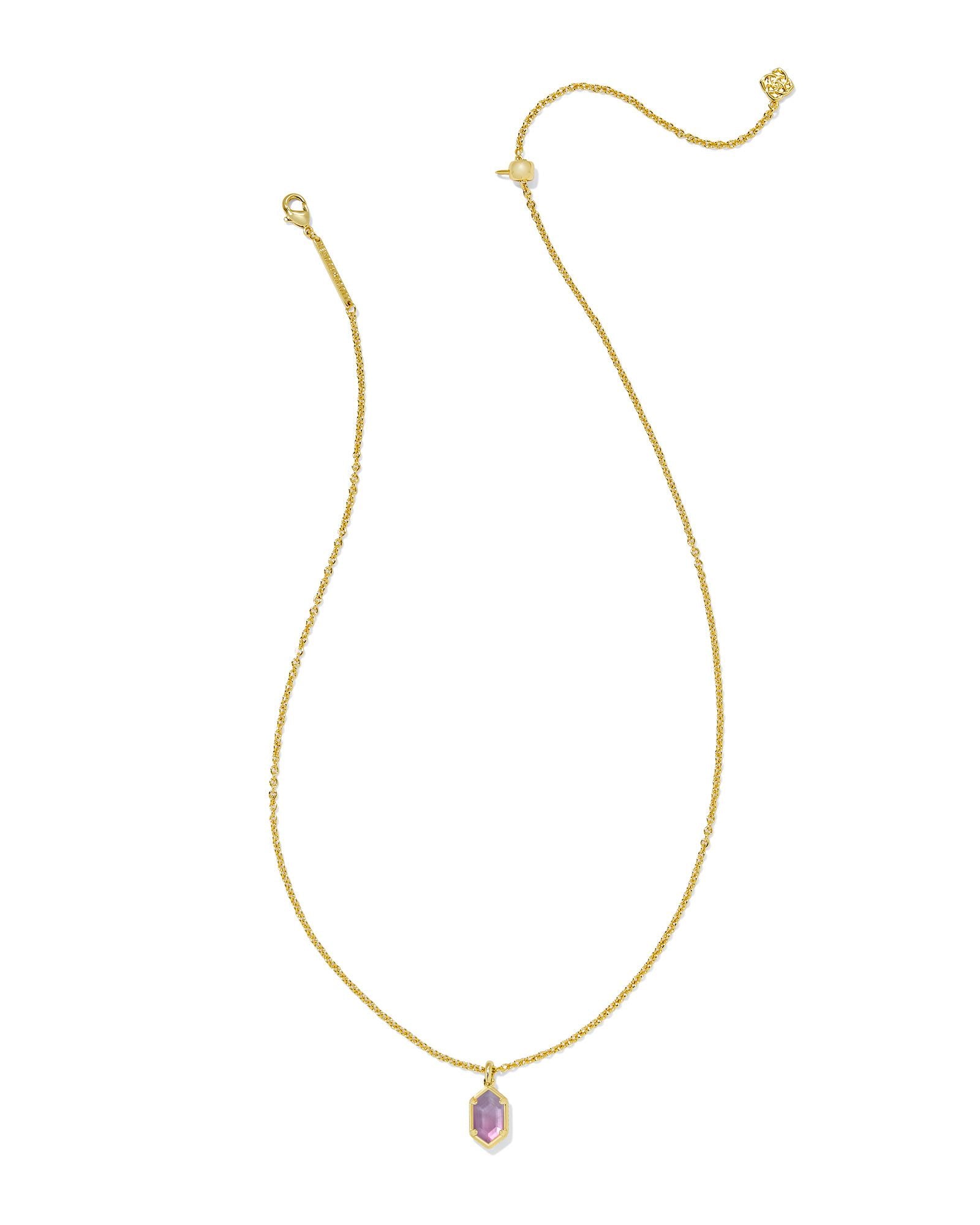 Kendra Scott Hallie Short Pendant Necklace - Gold Purple Watercolor Illusion