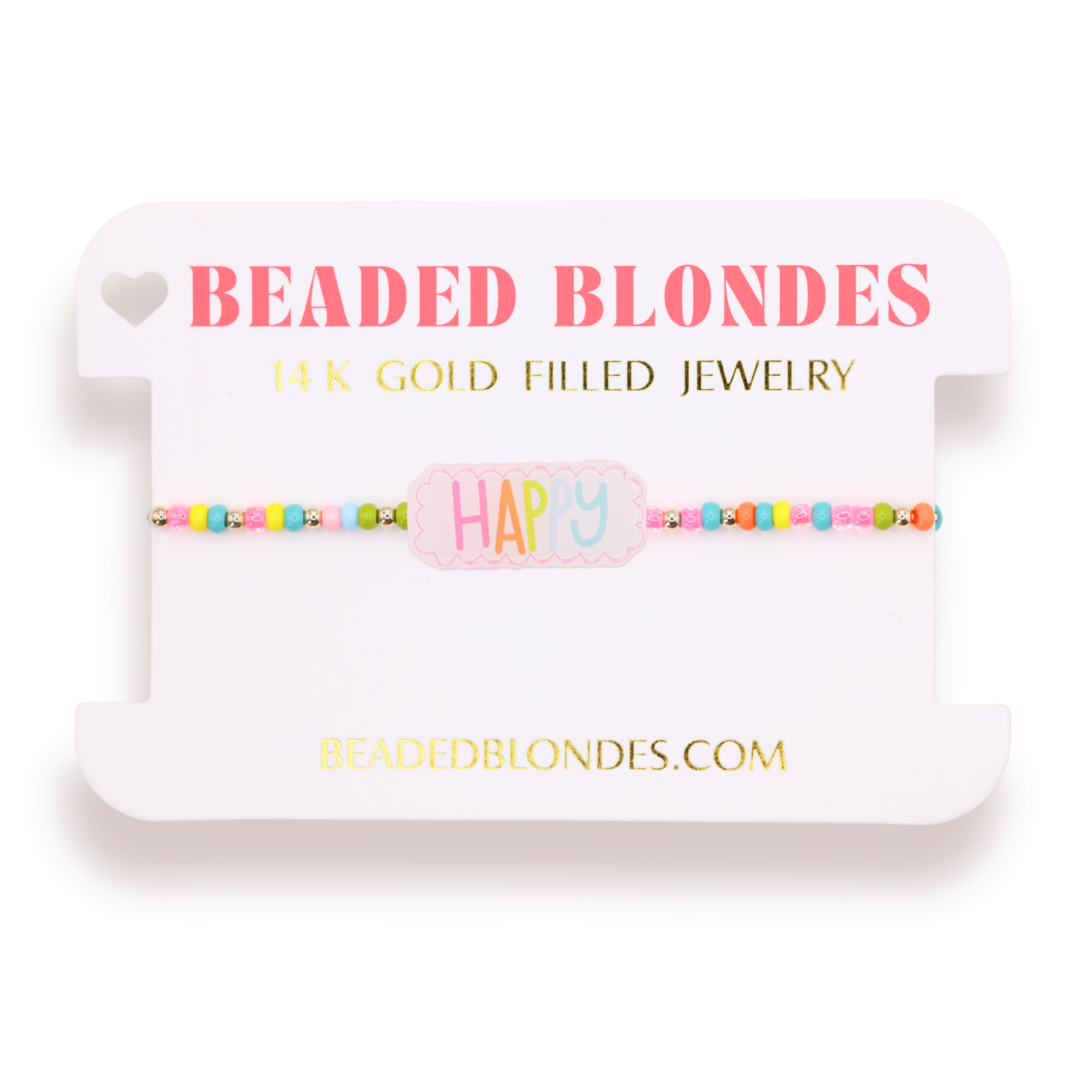 Happy Bracelet on Color: Standard 6.75 Inch | Beaded Blondes