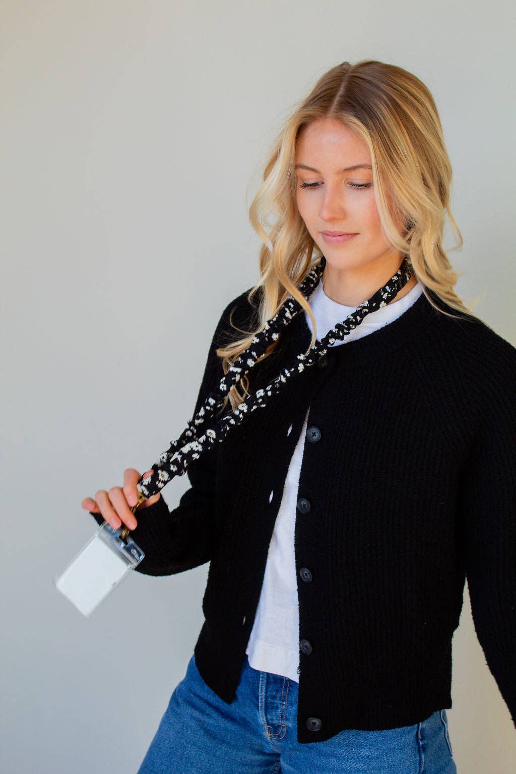 Onyx Floral Scrunchie Lanyard
