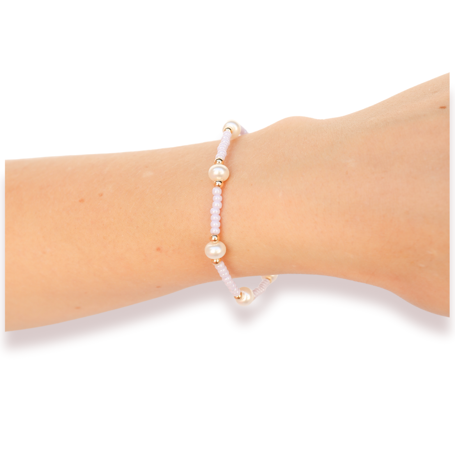 Pastel Lilac Pearl Beaded Blondes Bracelet: Standard 6.75 inch